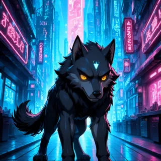 in a neon-lit cyberpunk city street — 구절 그대로 정확히 반영