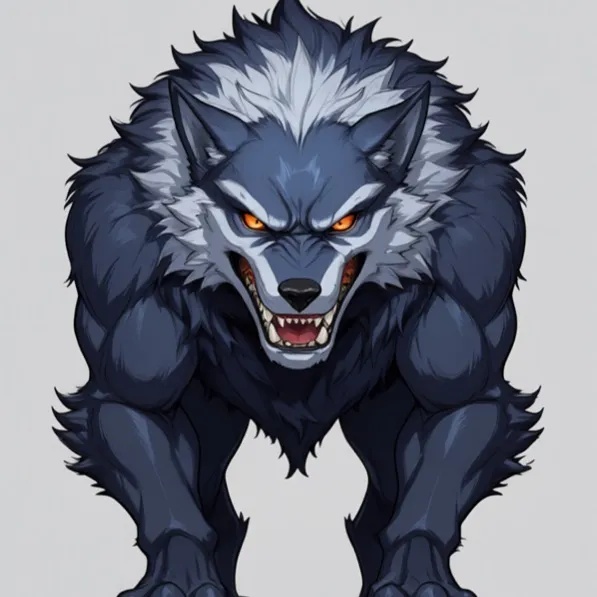 Z-Anime: fierce menacing, aggressive snarl, sharp teeth