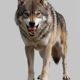 fierce menacing, aggressive snarl, sharp teeth — 주둥이 주름, 송곳니 노출, 낮춘 머리. 사실적 위협 자세