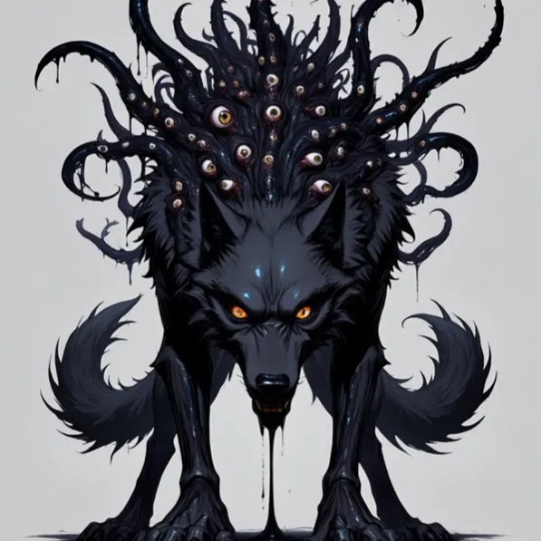 Z-Anime: nightmarish eldritch horror, grotesque, multiple eyes, dripping ichor