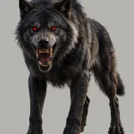 Krea 2 Turbo: terrifying monstrous predator, bloody fangs, glowing red eyes
