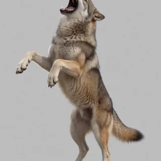 rearing up on hind legs roaring — 뒷다리로 직립, 고개 젖혀 입 벌림. 하울링에 가까움