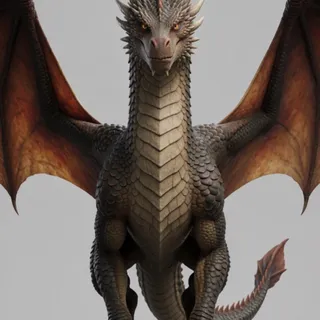 a dragon — 실제 생물 같은 비늘·막 날개