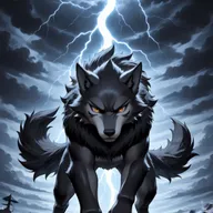 Z-Anime: thunderstorm, lightning strikes, dark clouds
