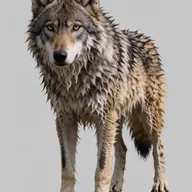 soaked wet matted fur, water dripping from the fur